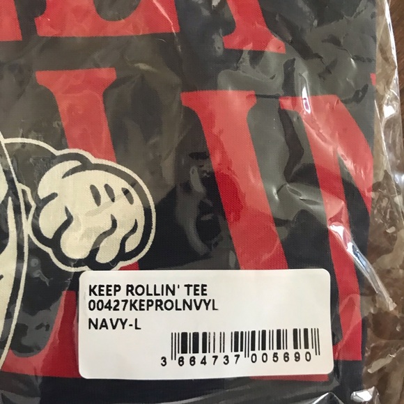 Age of Glory Keep Rollin’ Tee Navy motorcycle t-shirt, size large - Picture 4 of 4